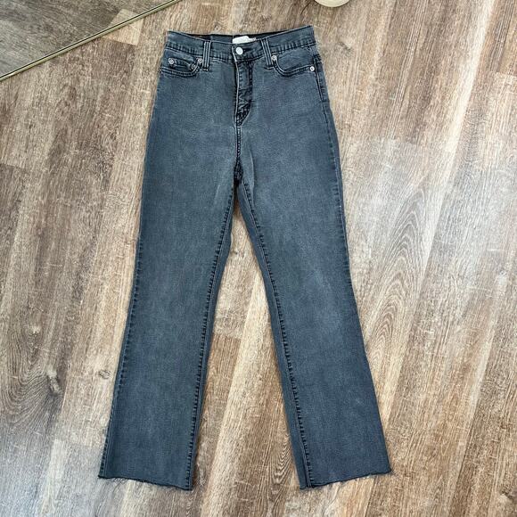 Vintage Y2K Levis High Rise Slimming 512 Boot Flare Faded Black Jeans Raw Hem - Picture 2 of 7